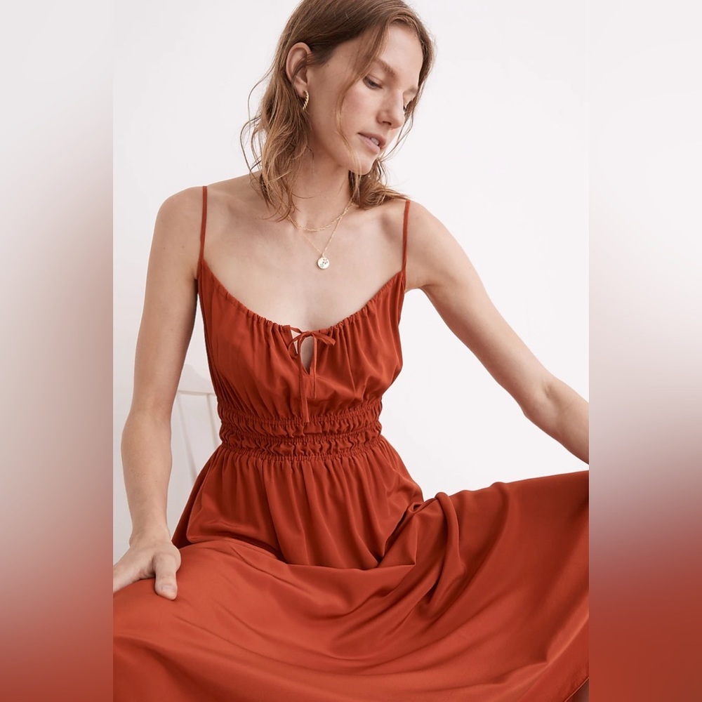 NWT Madewell Silk Sophia Cami Midi Dress - Picture 2 of 4